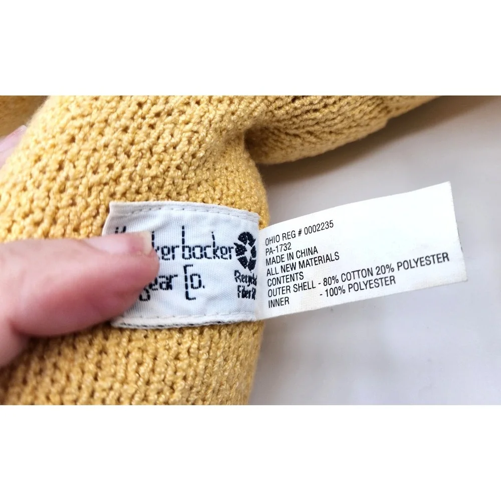 Knickerbocker Bear Co. Knitted Teddy in Striped Sweater Yellow Stuffed Toy Plush
